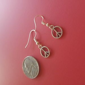 Sterling Silver 925 Dangle Earrings - Peace Charm